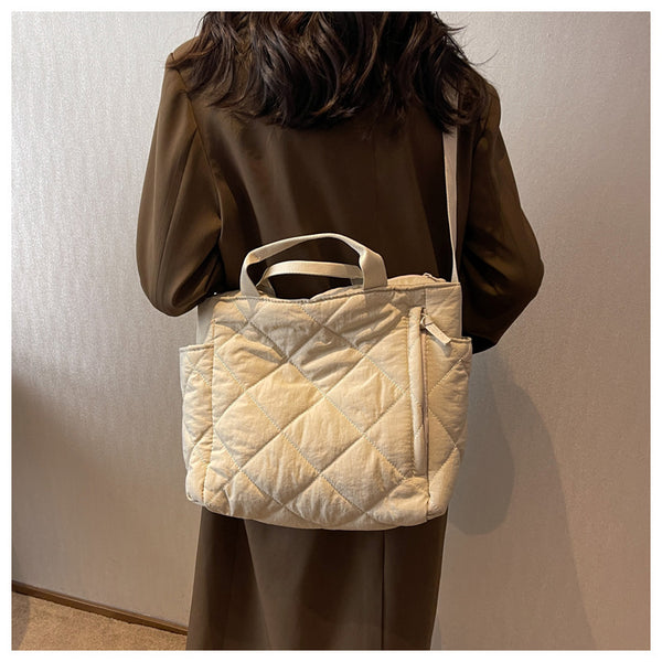 IMZAR High-Capacity Puffer Tote Bag (Black_Beige)