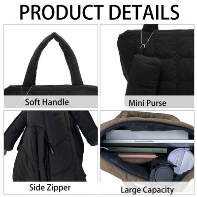 IMZAR Puffer Tote Bag With Pouch